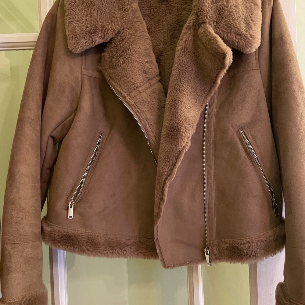 NWOT Peggy Faux Suede & Faux Fur Jacket
